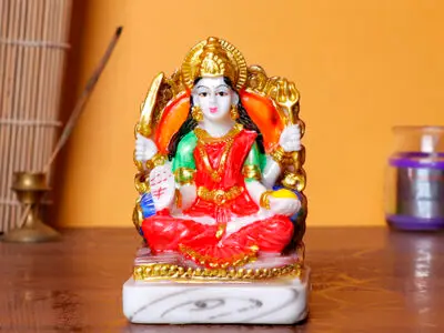 Divine Goddess Idol – Vibrant Multicolor Resin Statue (11 cm H) for Home Temple & Office Décor