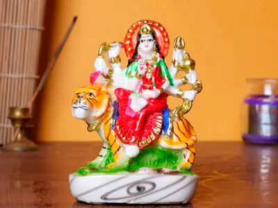 Goddess Durga Idol – Multicolor Resin Statue (11 cm H) for Home Temple & Office Décor